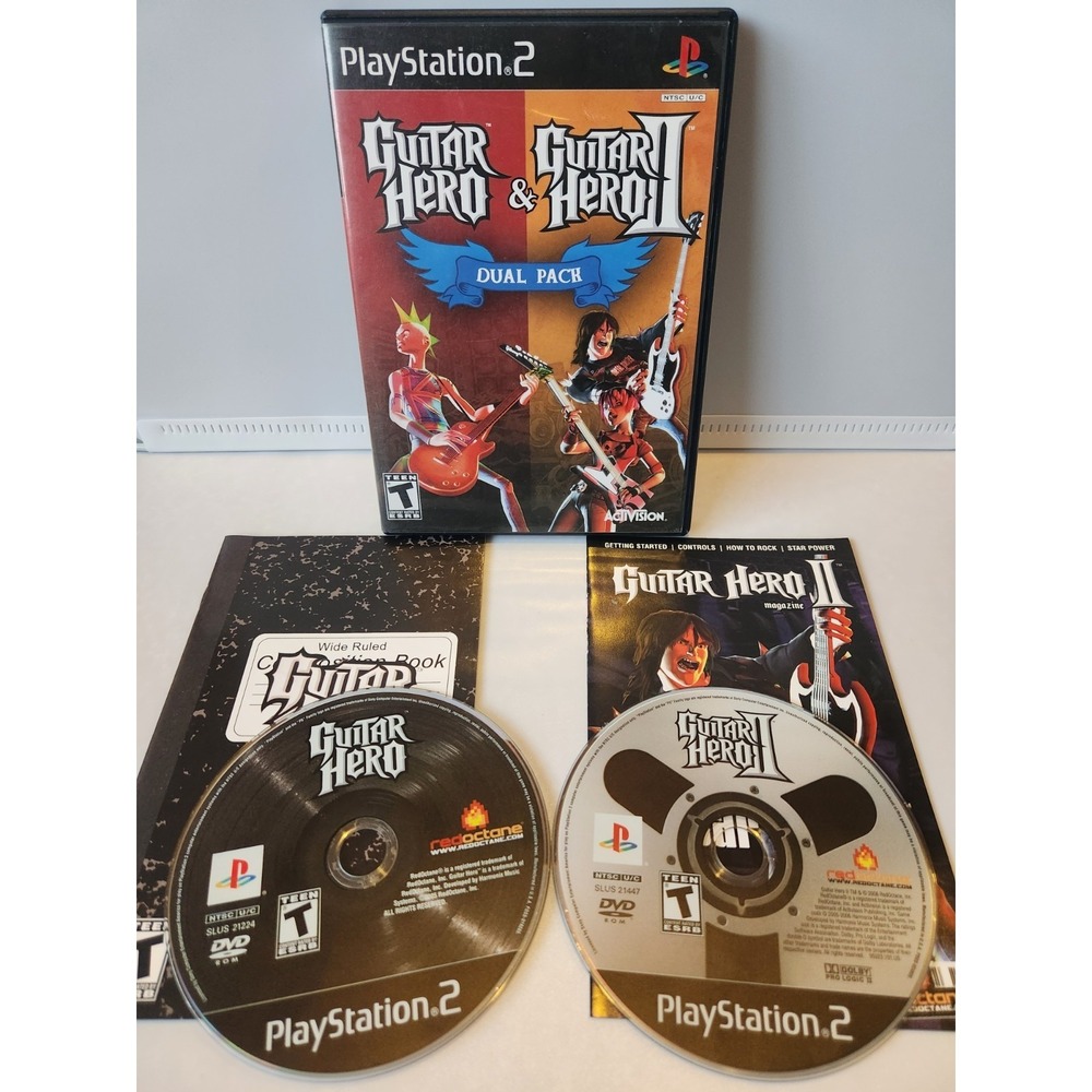 Guitar Hero & Guitar Hero II Dual Pack 1 2 (Sony PlayStation 2, 2007) PS2 CIB